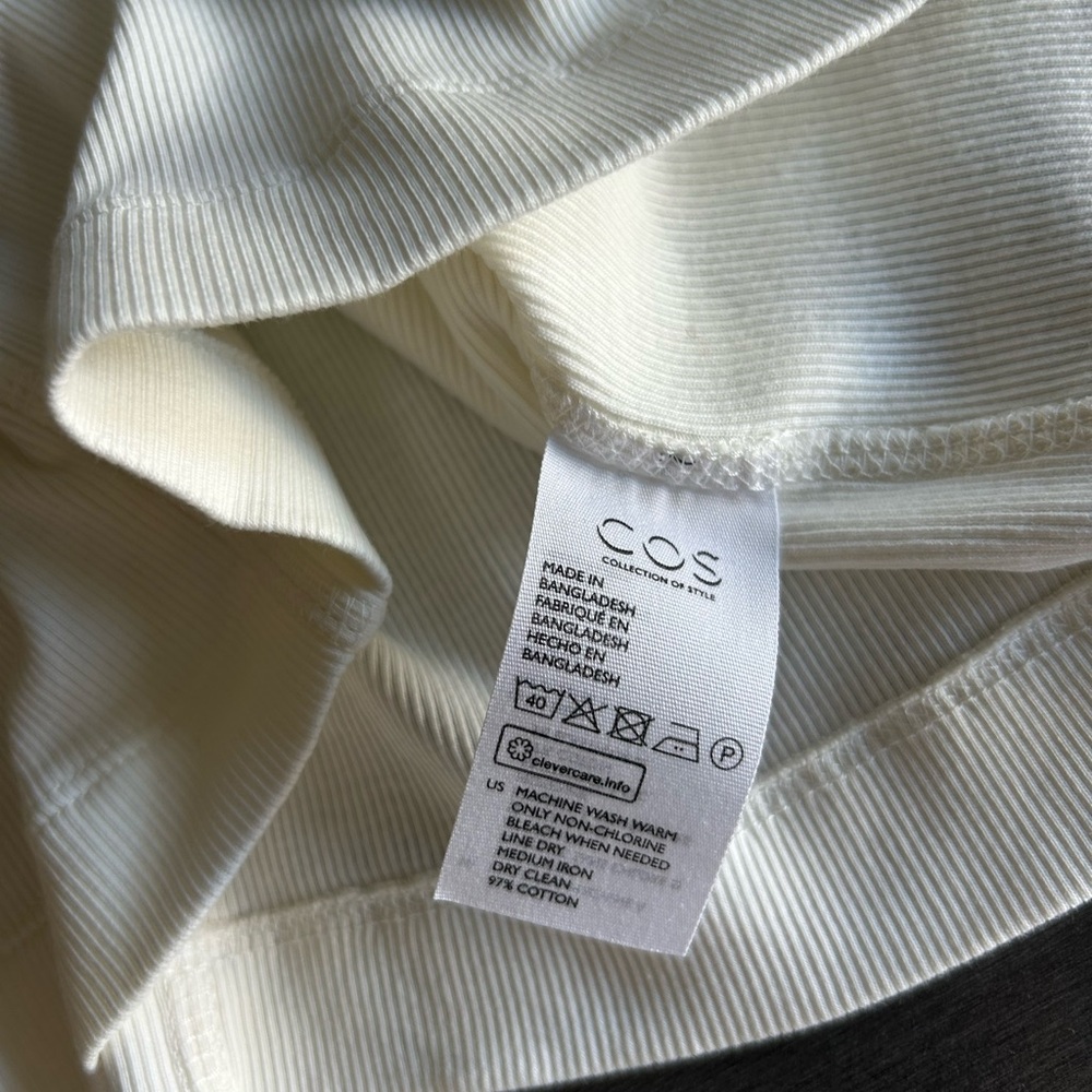 COS Off White Ribbed Crew Neck Top - Picture 4 of 7